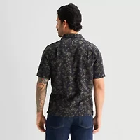 mutual weave Mens Short Sleeve Camp Shirt
