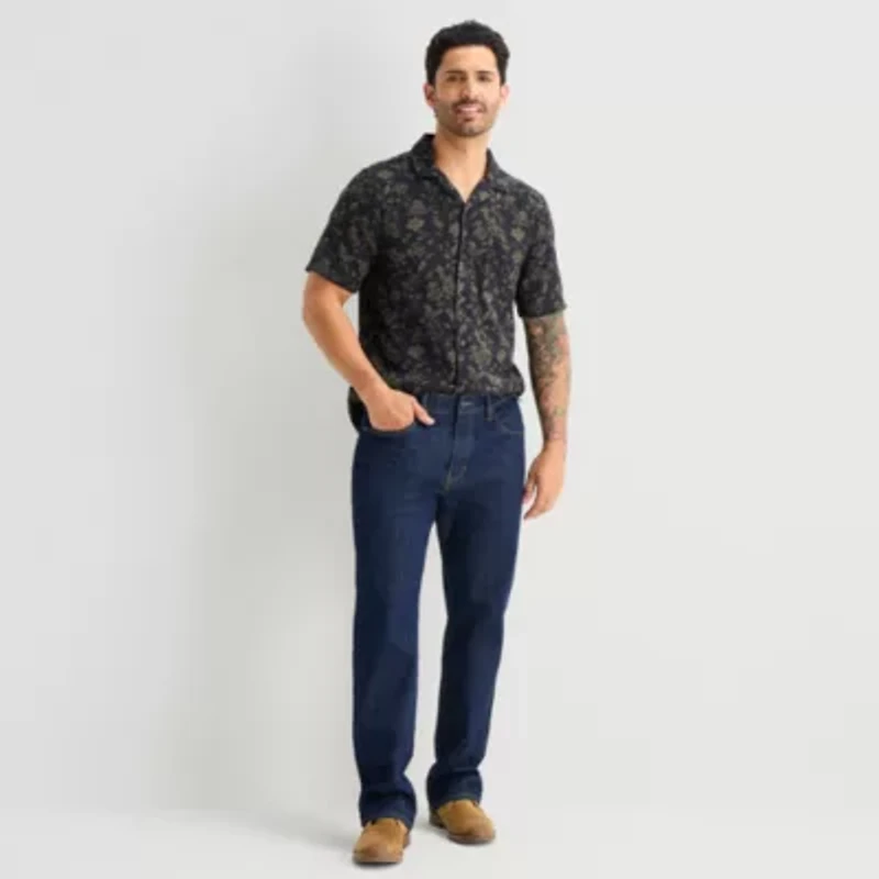 mutual weave Mens Short Sleeve Camp Shirt