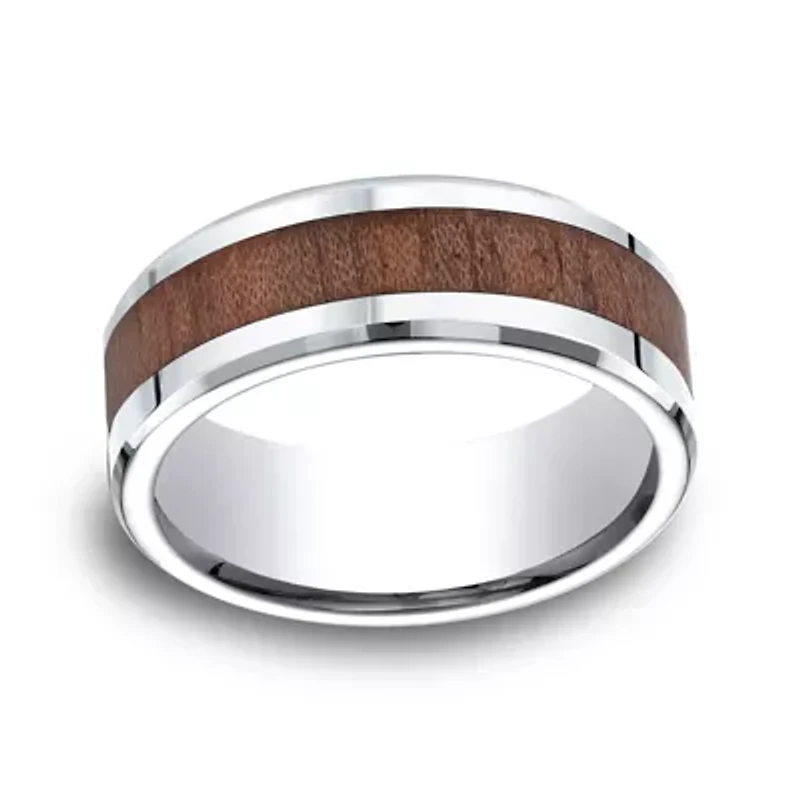 Mens Comfort Fit 8mm Cobalt with Rosewood Inlay Wedding Band