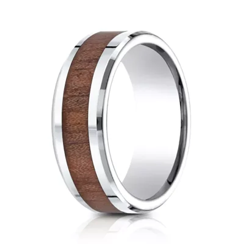 Mens Comfort Fit 8mm Cobalt with Rosewood Inlay Wedding Band