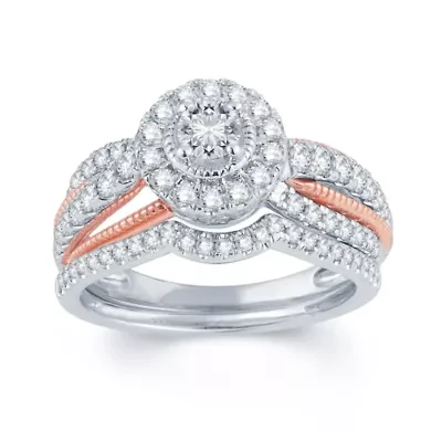 1 CT.T.W. Natural Diamond 14K Two-Tone Gold Engagement Ring