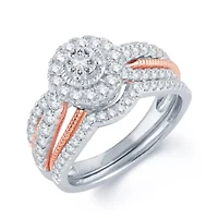 1 CT.T.W. Natural Diamond 14K Two-Tone Gold Engagement Ring