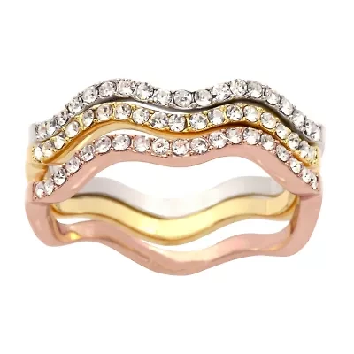 Sparkle Allure Womens Crystal 14k Rose Gold Over Brass Hypoallergenic Ring Set