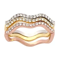 Sparkle Allure Womens Crystal 14k Rose Gold Over Brass Hypoallergenic Ring Set