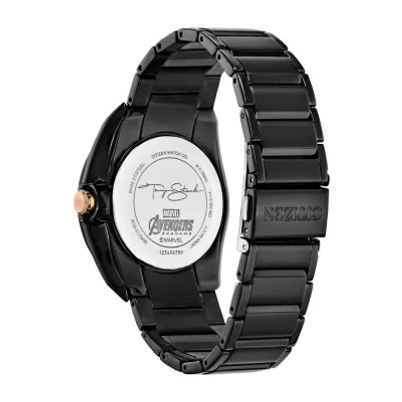 Citizen Tony Stark Iron Man Marvel Mens Black Stainless Steel Bracelet Watch Aw1019-52w