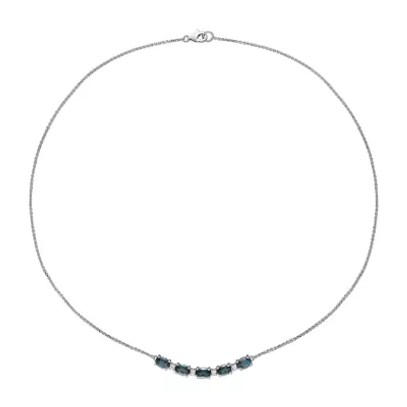 Womens Genuine London Blue Topaz 14K White Gold Pendant Necklace