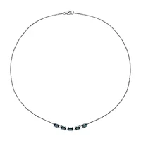 Womens Genuine London Blue Topaz 14K White Gold Pendant Necklace