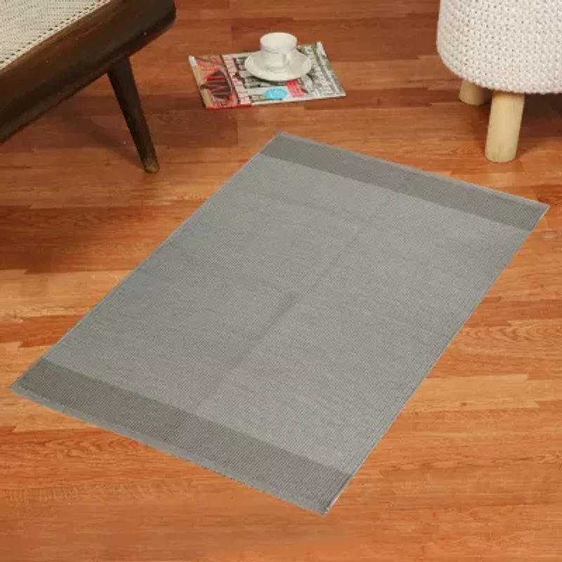 Riviera Home Grey Solid Cotton Rectangular Accent Indoor Rugs