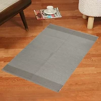 Riviera Home Grey Solid Cotton Rectangular Accent Indoor Rugs