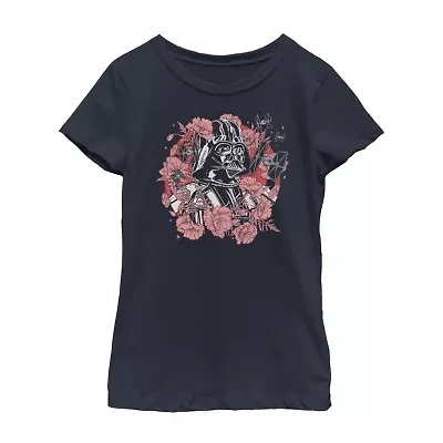 Little & Big Kid Girls Crew Neck Short Sleeve Slim Fit Star Wars Graphic T-Shirt