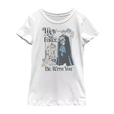 Little & Big Kid Girls Crew Neck Short Sleeve Slim Fit Star Wars Graphic T-Shirt