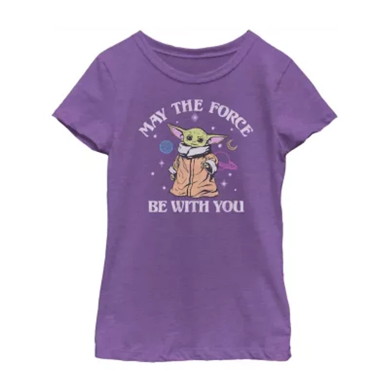Little & Big Kid Girls Crew Neck Short Sleeve Slim Fit Star Wars Graphic T-Shirt