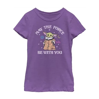 Little & Big Kid Girls Crew Neck Short Sleeve Slim Fit Star Wars Graphic T-Shirt