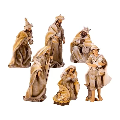 Kurt Adler 3-11.25-Inch Resin Nativity Set 7-pc. Christmas Nativity Figurine
