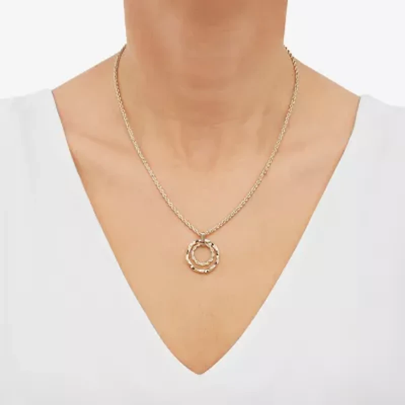 Womens 10K Gold Circle 18 Inch Pendant Necklace