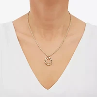 Womens 10K Gold Circle 18 Inch Pendant Necklace