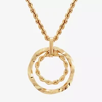 Womens 10K Gold Circle 18 Inch Pendant Necklace