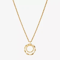 Womens 10K Gold Circle 18 Inch Pendant Necklace