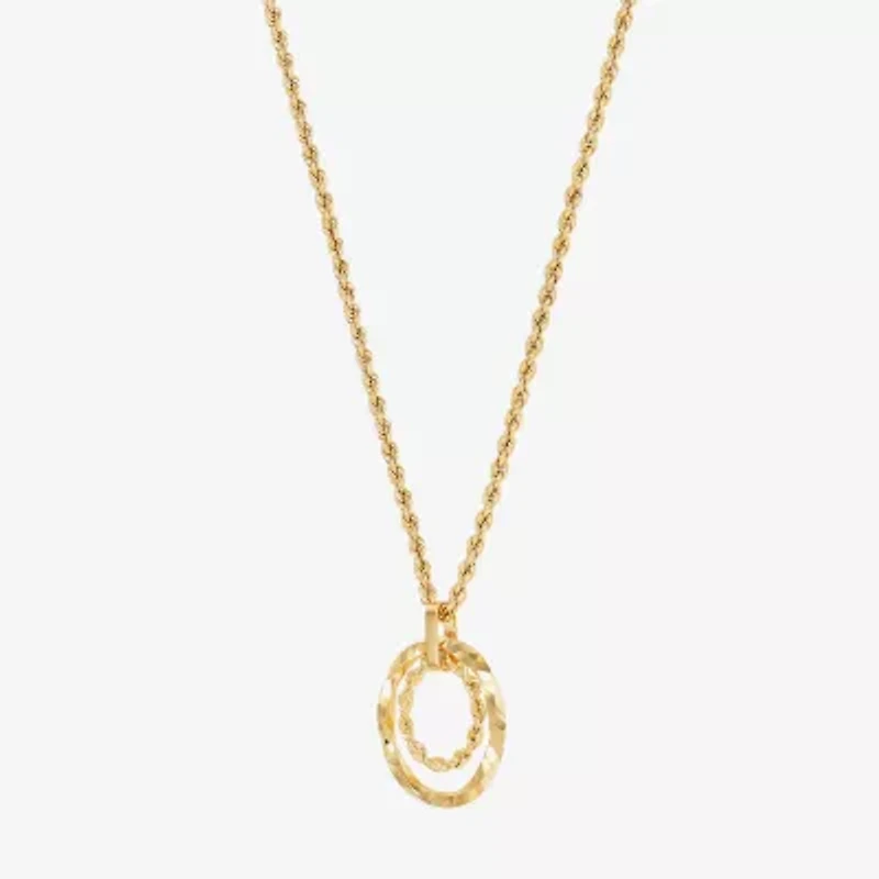 Womens 10K Gold Circle 18 Inch Pendant Necklace