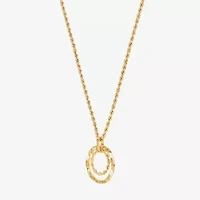Womens 10K Gold Circle 18 Inch Pendant Necklace
