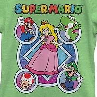 Little & Big Kid Girls Crew Neck Short Sleeve Regular Fit Super Mario Graphic T-Shirt