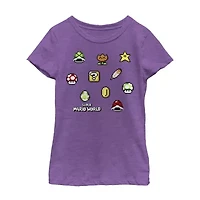 Little & Big Kid Girls Crew Neck Short Sleeve Regular Fit Super Mario Graphic T-Shirt
