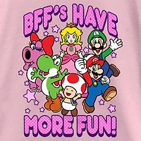 Little & Big Kid Girls Crew Neck Short Sleeve Regular Fit Super Mario Graphic T-Shirt