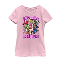 Little & Big Kid Girls Crew Neck Short Sleeve Regular Fit Super Mario Graphic T-Shirt