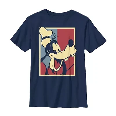 Goofy Little & Big Kid Boys Crew Neck Short Sleeve Regular Fit Mickey and Friends Graphic T-Shirt