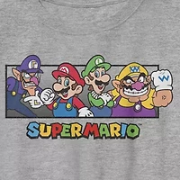 Little & Big Kid Boys Crew Neck Short Sleeve Slim Fit Super Mario Graphic T-Shirt