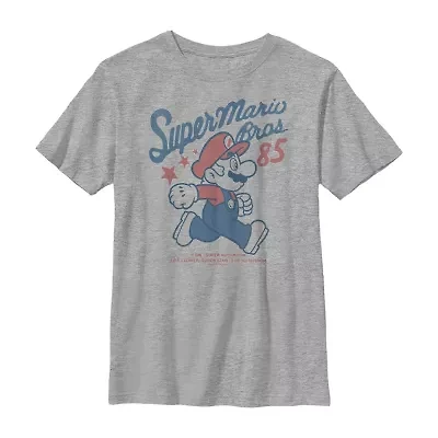 Little & Big Kid Boys Crew Neck Short Sleeve Regular Fit Super Mario Graphic T-Shirt