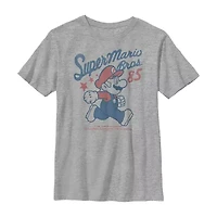 Little & Big Kid Boys Crew Neck Short Sleeve Regular Fit Super Mario Graphic T-Shirt