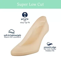 Peds V-Neck Super Low Cut Womens Multi-Pack 2 Pair Liner Socks