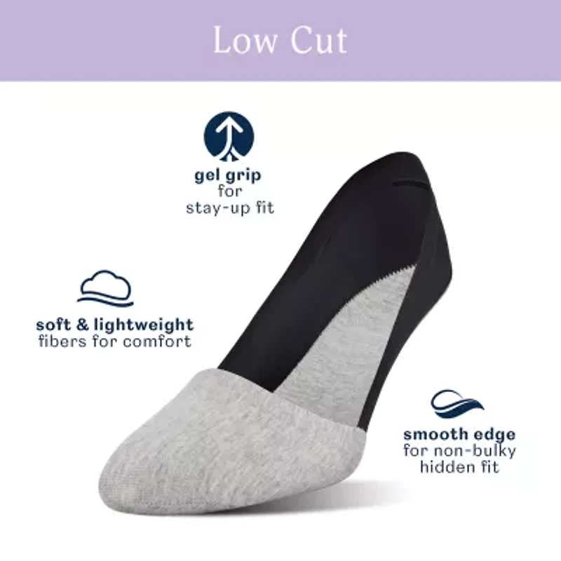 Peds Smooth Edge Low Cut Womens Multi-Pack 2 Pair Plus Tall Liner Socks