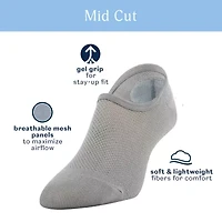 Peds Mid Cut Womens Breathable Multi-Pack 4 Pair Liner Socks