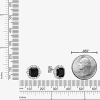 Genuine Black Onyx Sterling Silver 11mm Cushion Stud Earrings