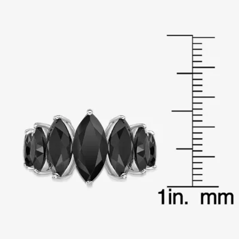 Womens Genuine Black Onyx Sterling Silver Marquise Cocktail Ring