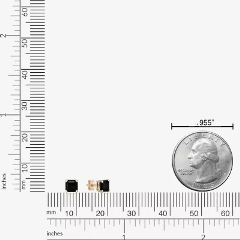 Genuine Black Onyx 10K Gold 5.5mm Square Stud Earrings