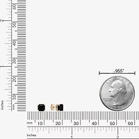 Genuine Black Onyx 10K Gold 5.5mm Square Stud Earrings