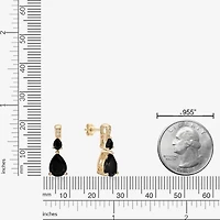 Womens Genuine Black Onyx 10K Gold Pear Drop Earrings