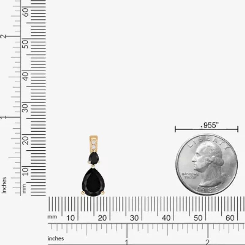 Womens Genuine Black Onyx 10K Gold Pear 18 Inch Pendant Necklace
