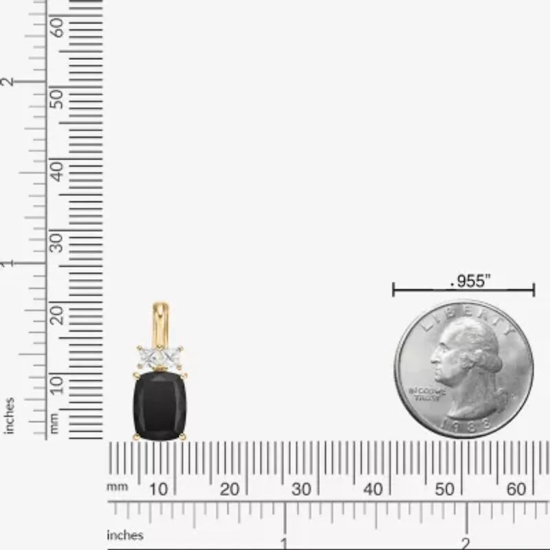 Womens Genuine Black Onyx 10K Gold Cushion 18 Inch Pendant Necklace