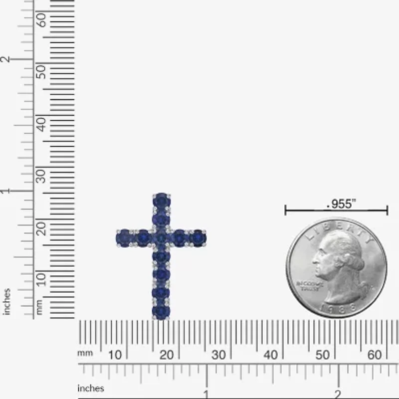 Womens Gemstone Sterling Silver Cross Pendant Necklace