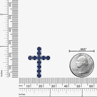 Womens Gemstone Sterling Silver Cross Pendant Necklace