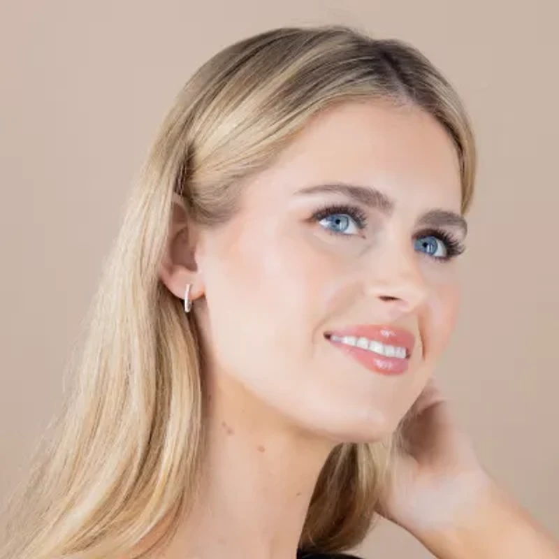 (H-I / I1) Womens 1/2 CT. T.W. Lab Grown White Diamond 10K Gold 18mm Hoop Earrings