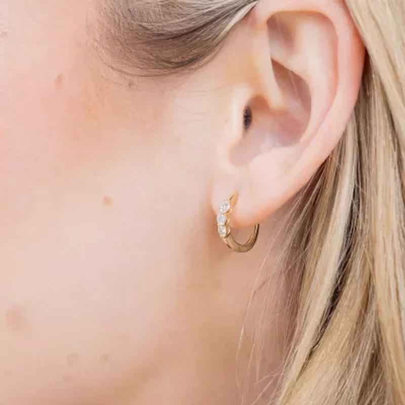 (H-I / I1) Womens 1/2 CT. T.W. Lab Grown White Diamond 10K Gold 15.2mm Hoop Earrings
