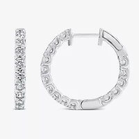 (Si2/ H) Womens 2 CT. T.W. Lab Grown White Diamond 10K White Gold 22.5mm Hoop Earrings