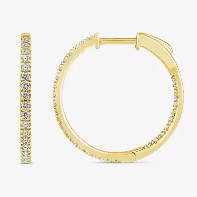 (Si2/ H) Womens 1/2 CT. T.W. Lab Grown White Diamond 10K Gold 19.6mm Hoop Earrings