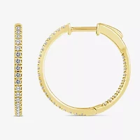 (Si2/ H) Womens 1/2 CT. T.W. Lab Grown White Diamond 10K Gold 19.6mm Hoop Earrings