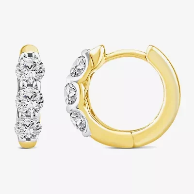 (Si2/ H) Womens 1 CT. T.W. Lab Grown White Diamond 10K Gold 14mm Hoop Earrings